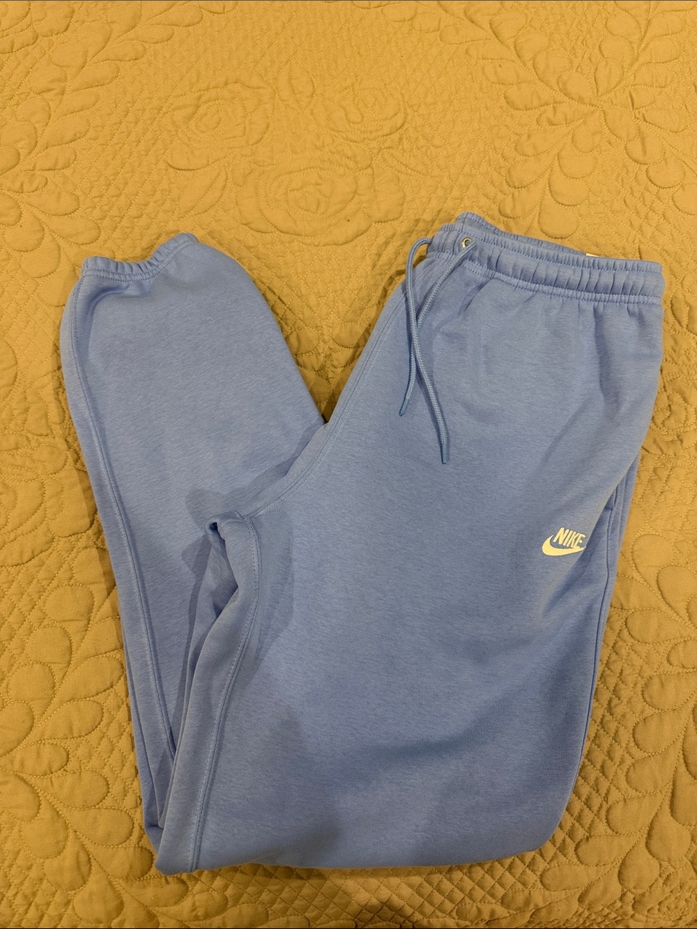 Nike Mens Blue Drawstring Joggers with White Swoosh